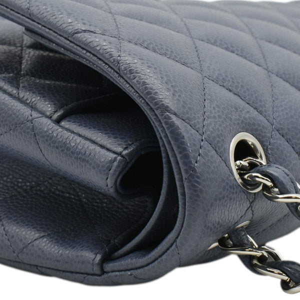 CHANEL Quilted Caviar Leather Shoulder Bag Blue uppr left corner look
