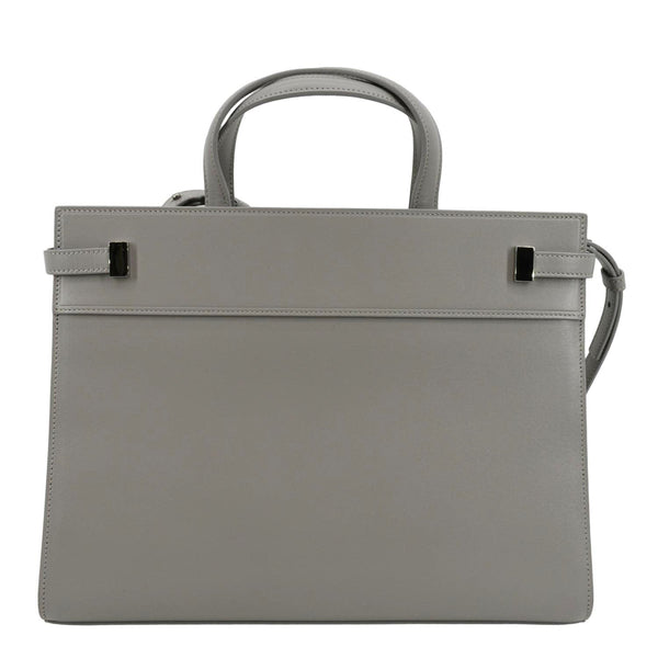 YVES SAINT LAURENT Small Manhattan Leather Shopper Tote Bag Grey