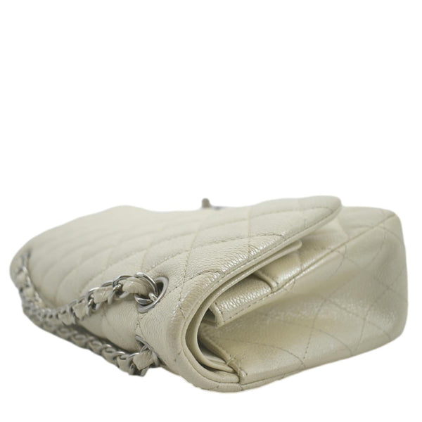 CHANEL Classic Double Flap Quilted Leather Shoulder Bag Ivory