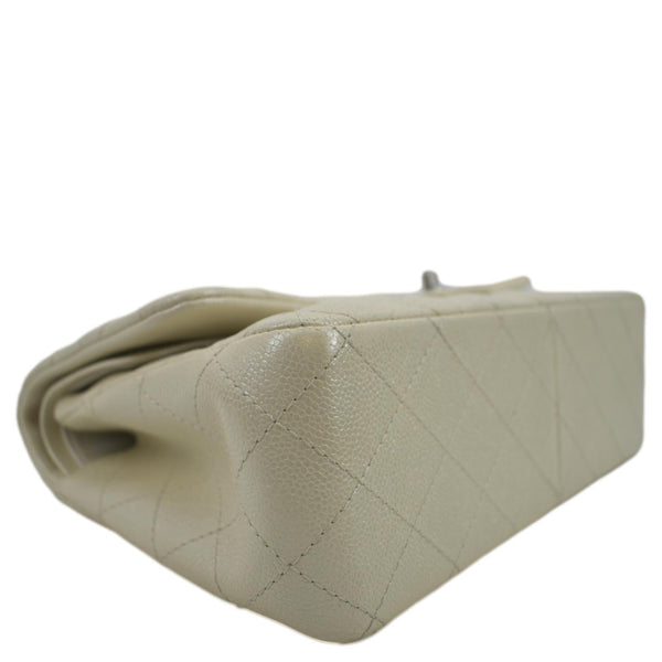 CHANEL Classic Double Flap Quilted Leather Shoulder Bag Ivory