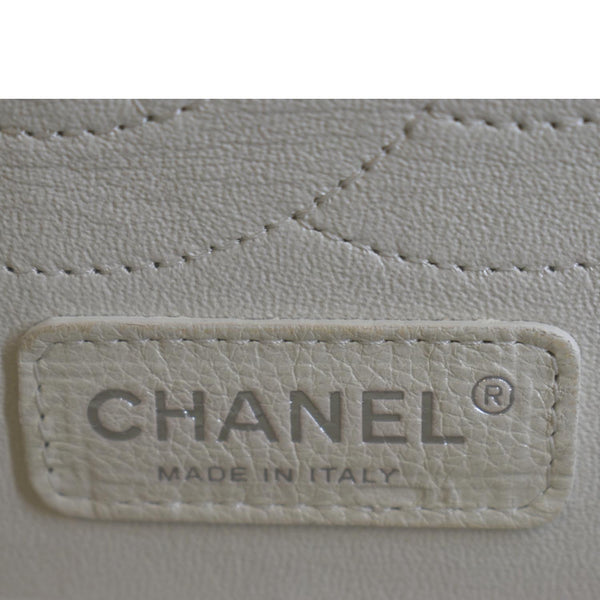 CHANEL Classic Double Flap Quilted Leather Shoulder Bag Ivory