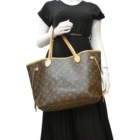 LOUIS VUITTON Neverfull MM Monogram Canvas Tote Bag Brown
