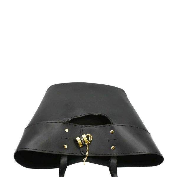CHLOE Aby Medium Leather Tote Shoulder Bag Black  uppper loo
