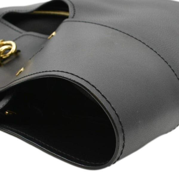 CHLOE Aby Medium Leather Tote Shoulder Bag Black upper right corner look