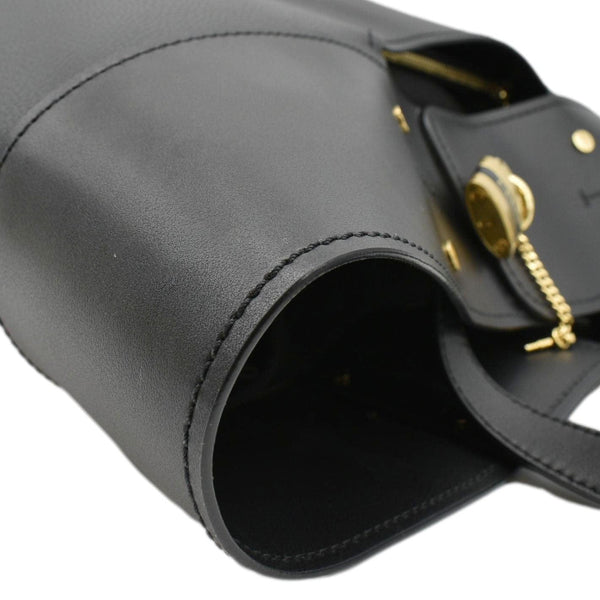 CHLOE Aby Medium Leather Tote Shoulder Bag Black lower right corner look