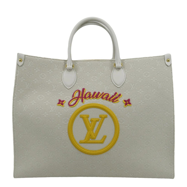 LOUIS VUITTON Hawaii Onthego GM Monogram Tuffetage Tote Shoulder Bag Off White
