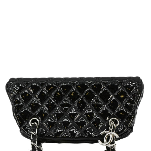 CHANEL Just Mademoiselle Bowling Small Quilted Patent Leather Shoulder Bag Black uppper look