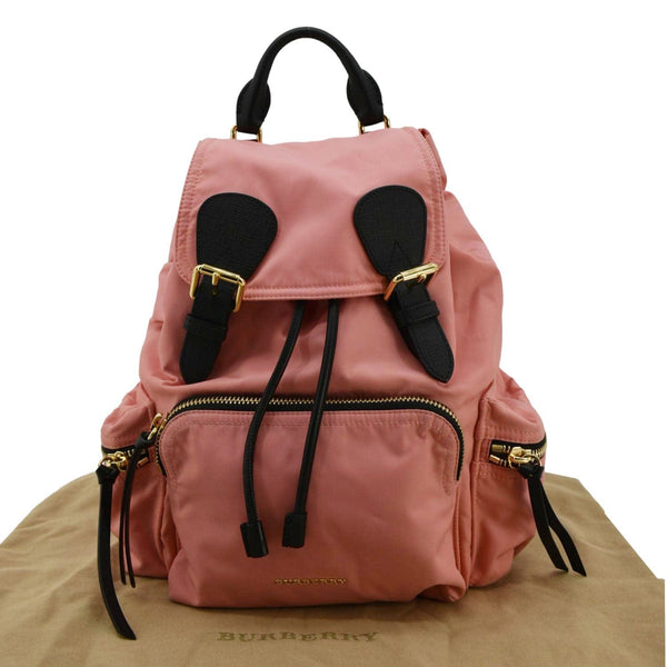 BURBERRY Technical Rucksack Nylon Leather Pink Backpack Bag front side