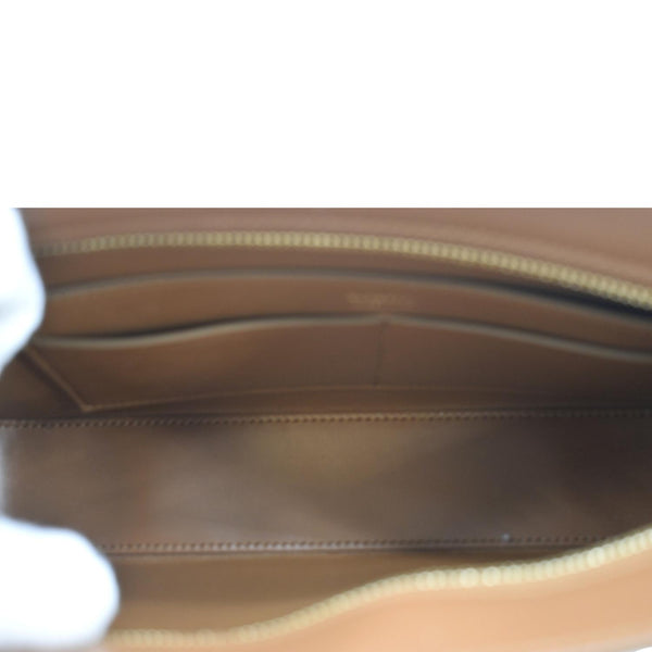 BURBERRY TB  Medium Italian Tan Leather Shoulder Bag with inside view