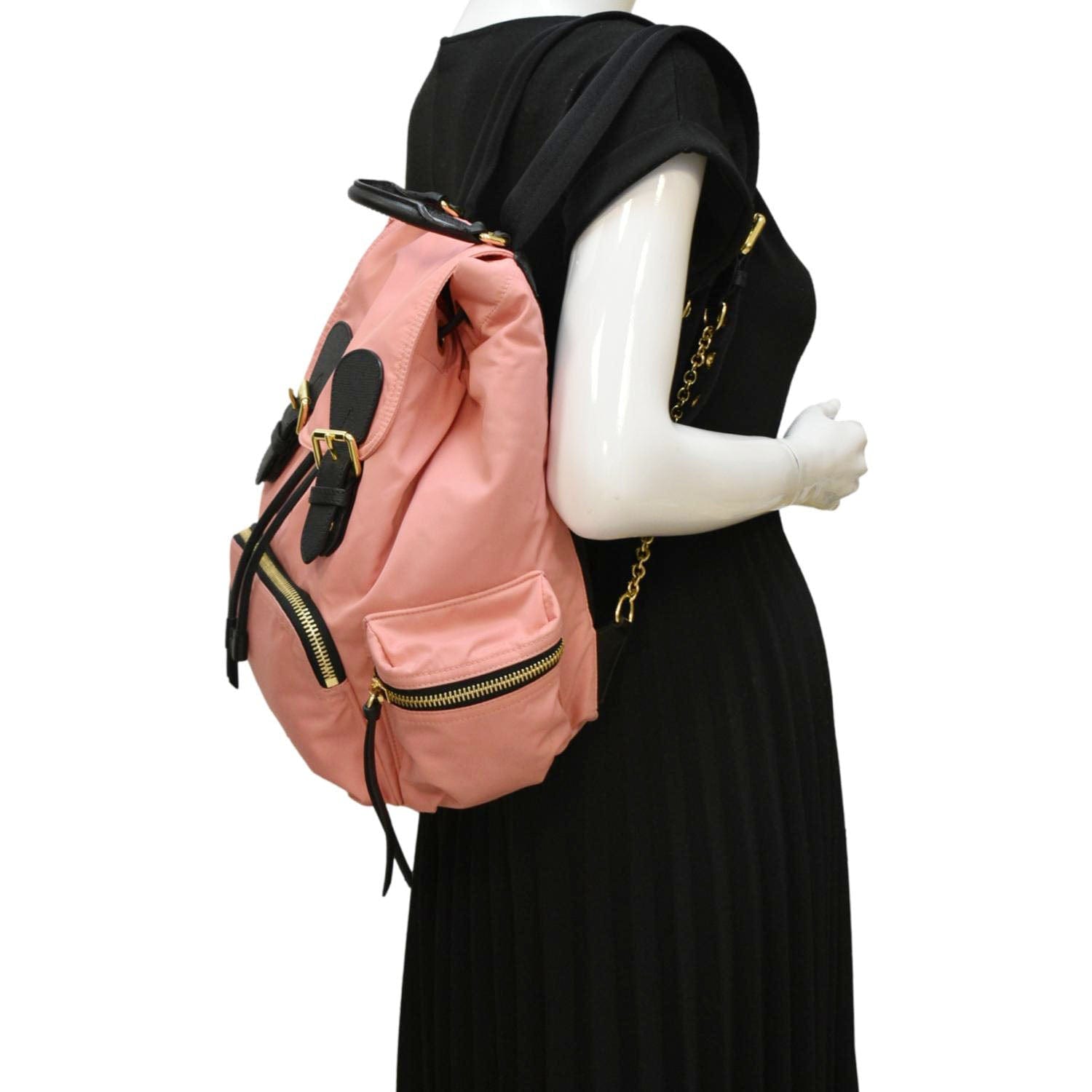 burberry pink leather backpack BURBERRY Technical Rucksack Nylon Leather Pink Backpack Bag