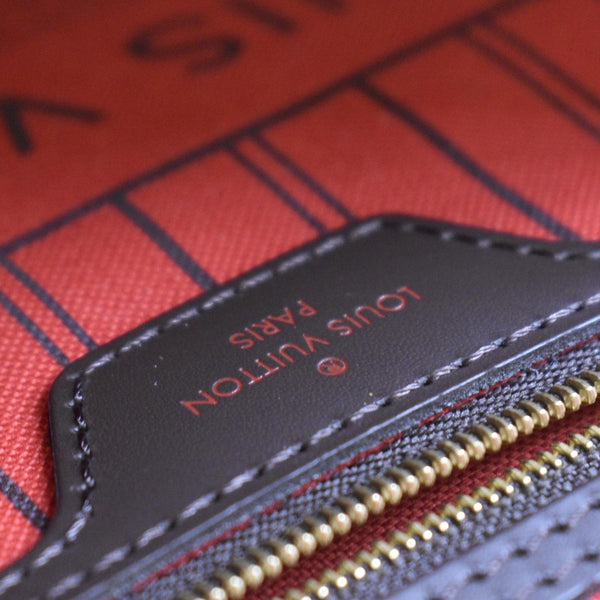 LOUIS VUITTON Neverfull MM Damier Ebene Shoulder Bag Brown