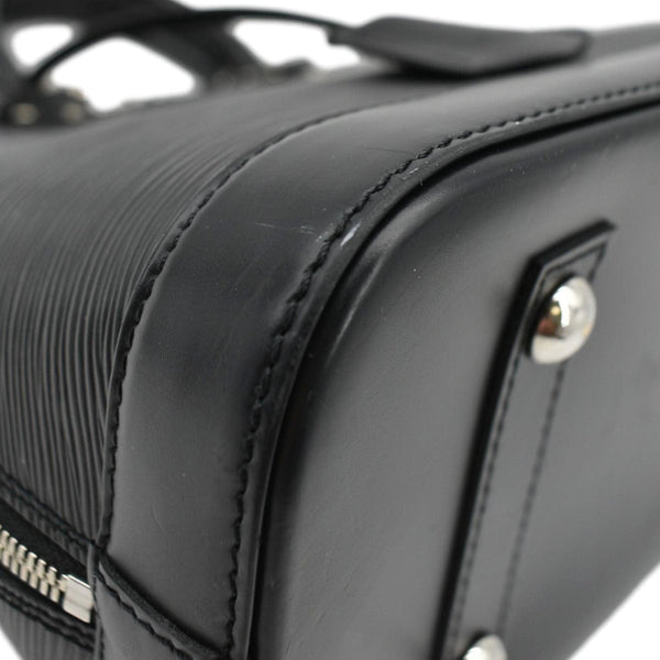 LOUIS VUITTON eather Satchel Bag Black lower right corner look