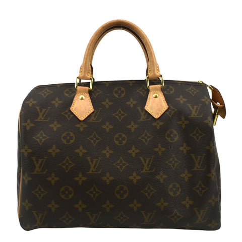 LOUIS VUITTON Speedy 30 Monogram Canvas Satchel Bag Brown