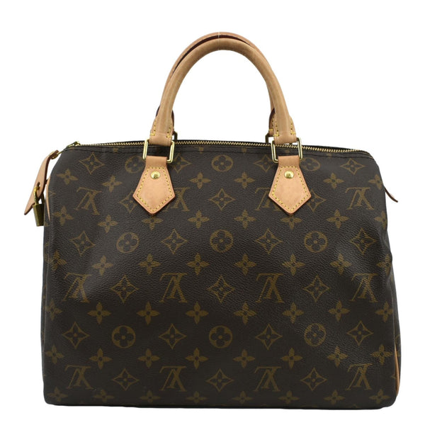 LOUIS VUITTON Speedy 30 Monogram Canvas Satchel Bag Brown