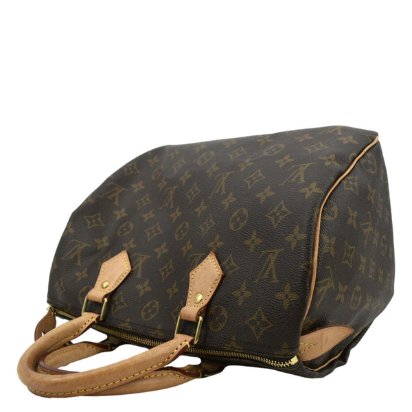 LOUIS VUITTON Speedy 30 Monogram Canvas Satchel Bag Brown