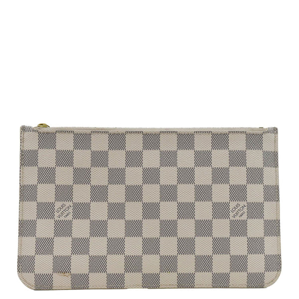 LOUIS VUITTON Wristlet Pochette Damier Azur Pouch White