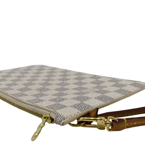 LOUIS VUITTON Wristlet Pochette Damier Azur Pouch White