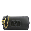 VALENTINO VSling Italian Black Leather Crossbody Belt Bag  with front view