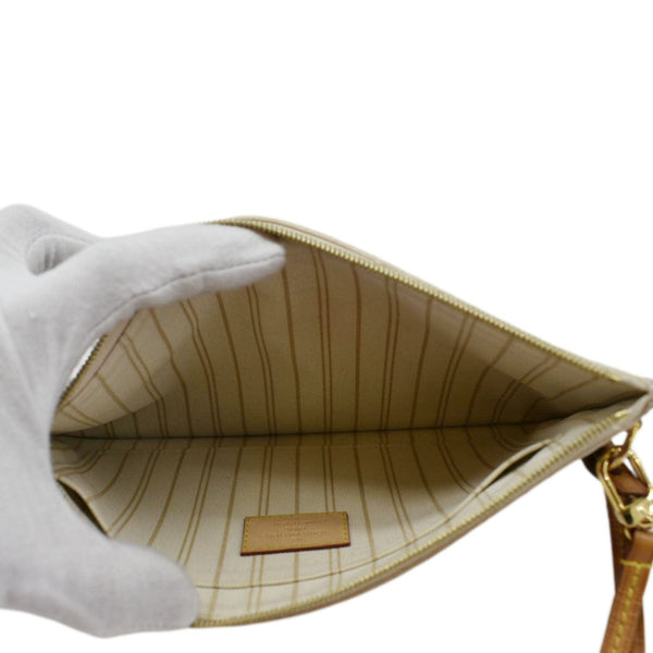 LOUIS VUITTON Wristlet Pochette Damier Azur Pouch White