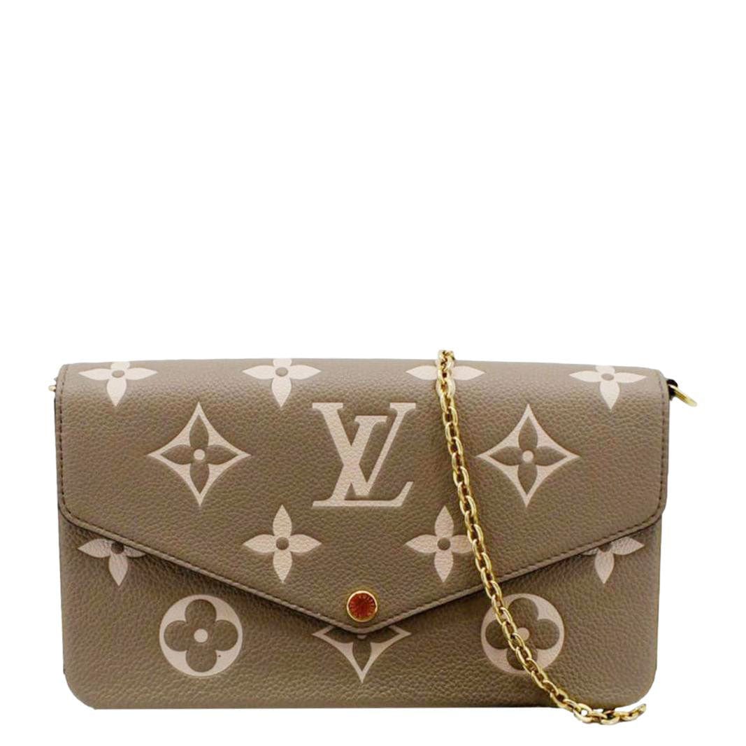 LOUIS VUITTON Felicie Pochette Giant Monogram Empreinte Crossbody Bag Bicolor