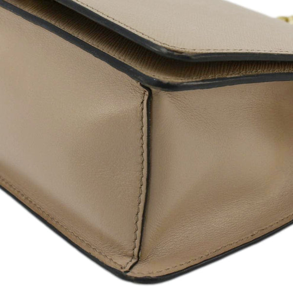 PRADA Soft Saffiano Leather Chain Crossbody Bag Beige