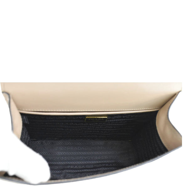PRADA Soft Saffiano Leather Chain Crossbody Bag Beige