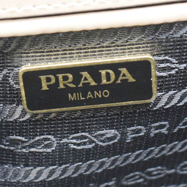 PRADA Soft Saffiano Leather Chain Crossbody Bag Beige