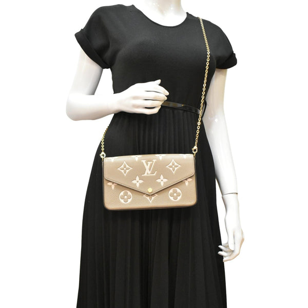 LOUIS VUITTON Felicie Pochette Giant Monogram Empreinte Crossbody Bag Bicolor