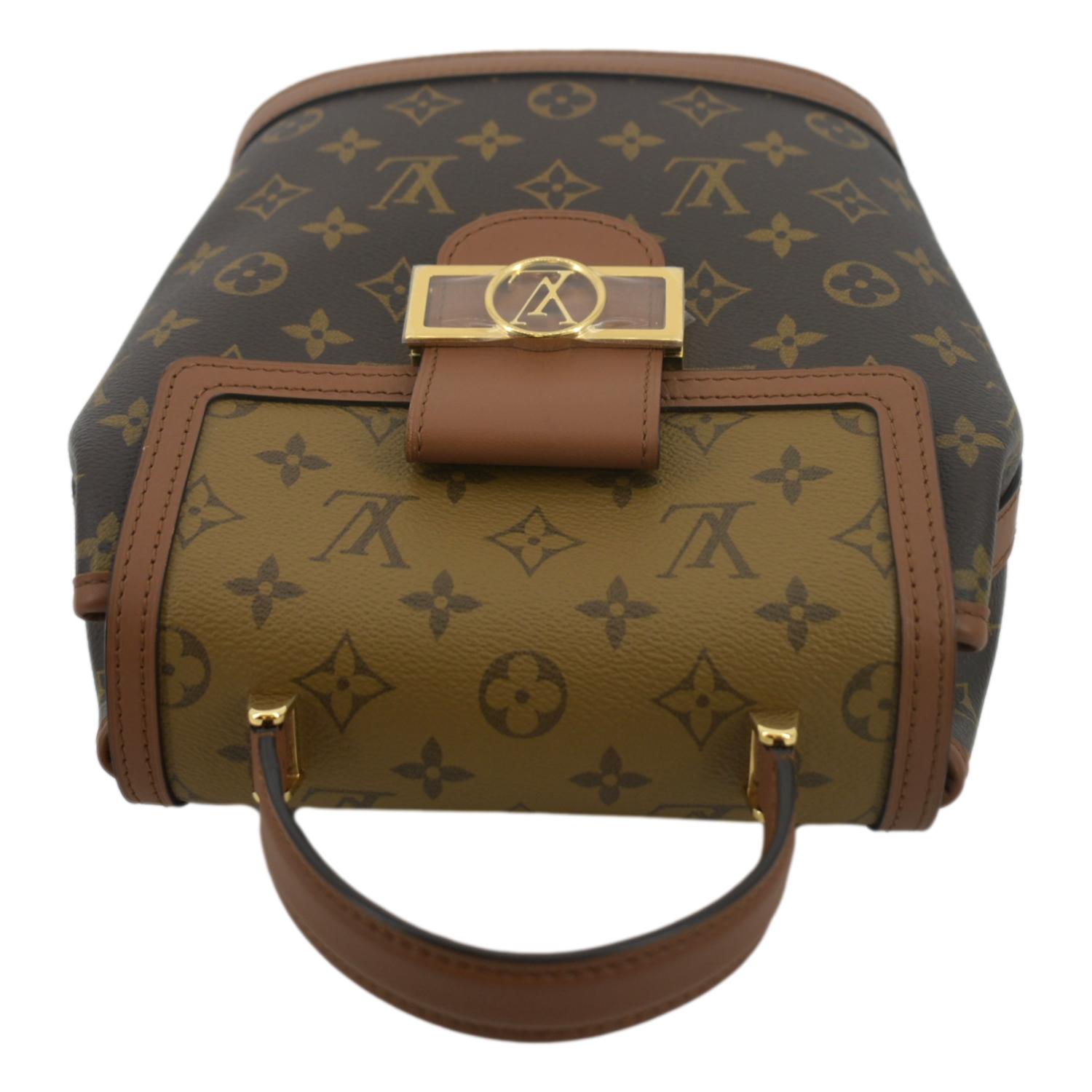 darcy louis vuitton backpack LOUIS VUITTON Dauphine PM Monogram Reverse Canvas Backpack Brown