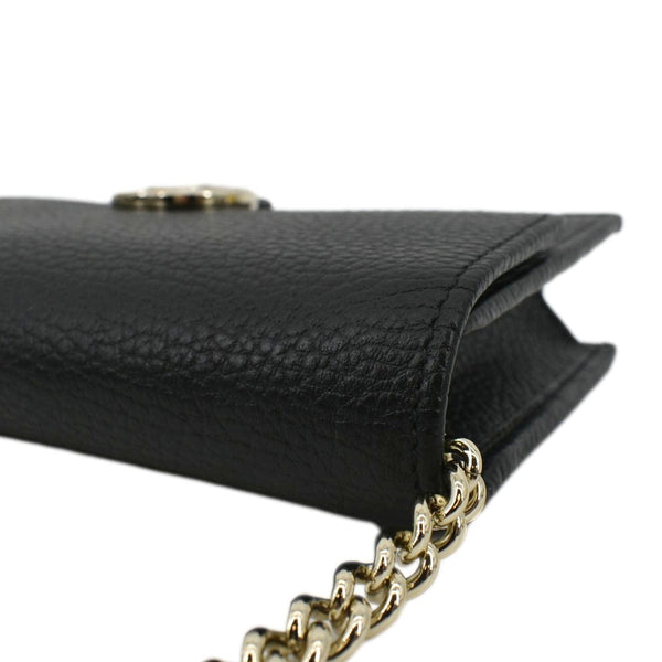 GUCCI GG Interlocking Pebbled Leather Crossbody Bag Black 615523