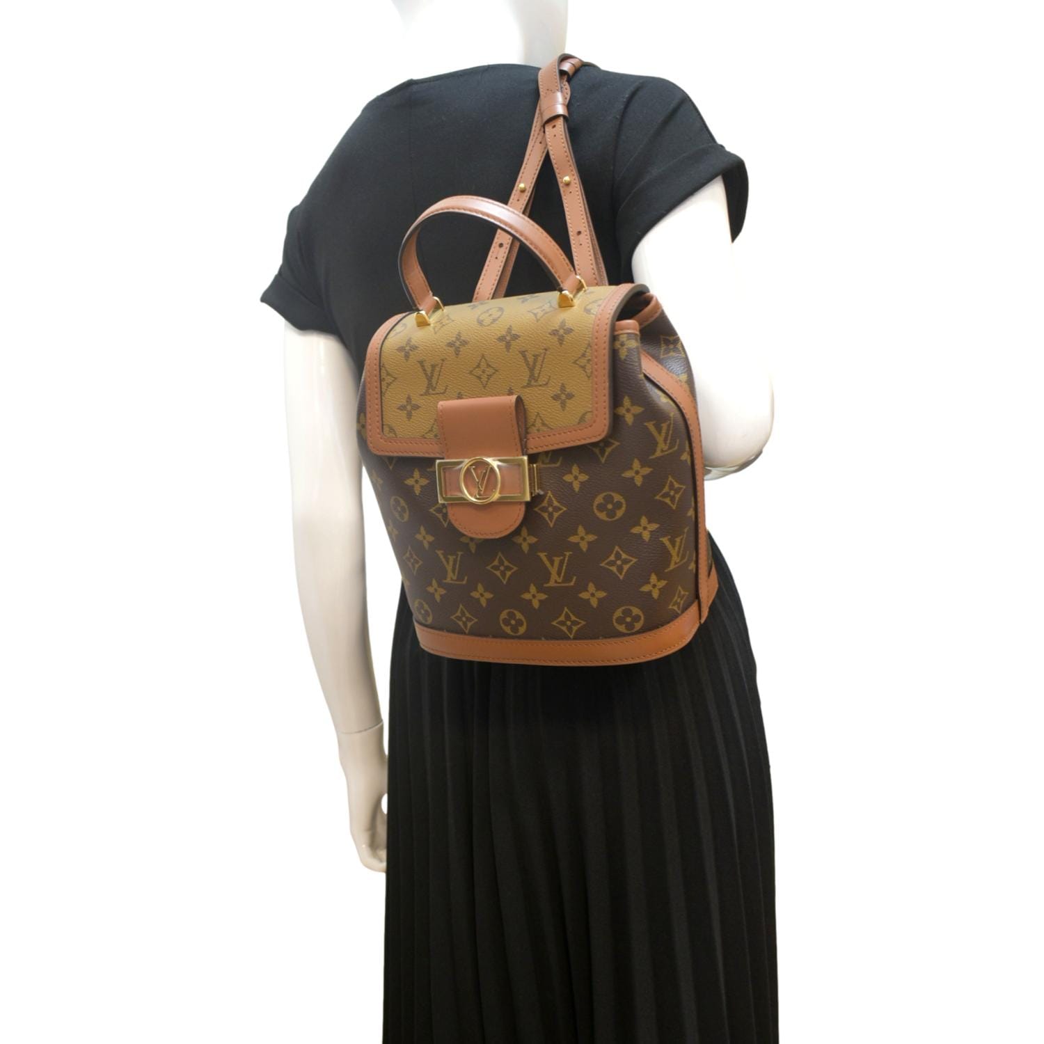 darcy louis vuitton backpack LOUIS VUITTON Dauphine PM Monogram Reverse Canvas Backpack Brown