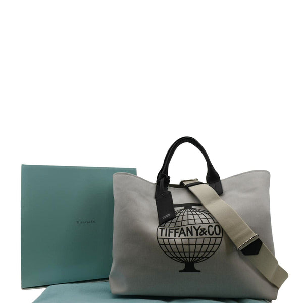 TIFFANY & CO Weekend Canvas Tote Bag Light Grey frint end
