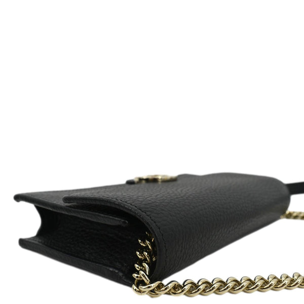 GUCCI GG Interlocking Pebbled Leather Crossbody Bag Black 615523