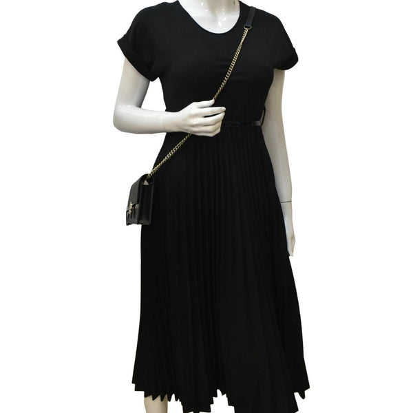 GUCCI GG Interlocking Pebbled Leather Crossbody Bag Black 615523