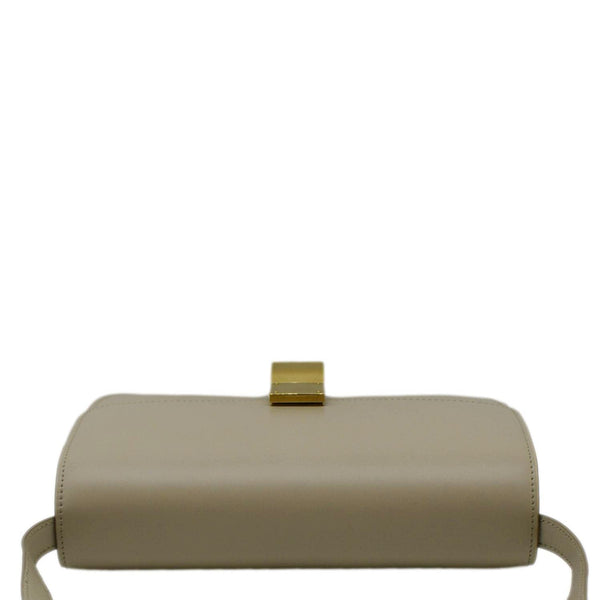 CELINE Classic Box Medium  Leather Flap Shoulder Bag Greige