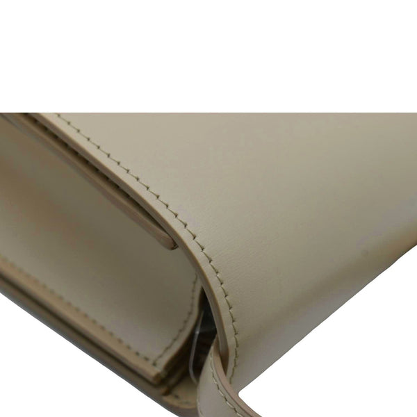 CELINE Classic Box Medium  Leather Flap Shoulder Bag Greige