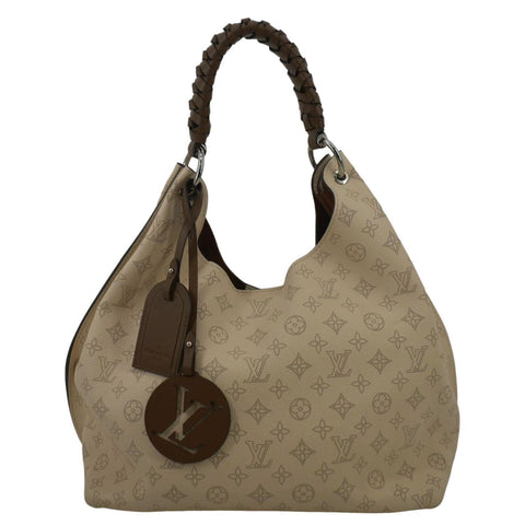 LOUIS VUITTON Carmel Mahina Leather Hobo Bag Creme