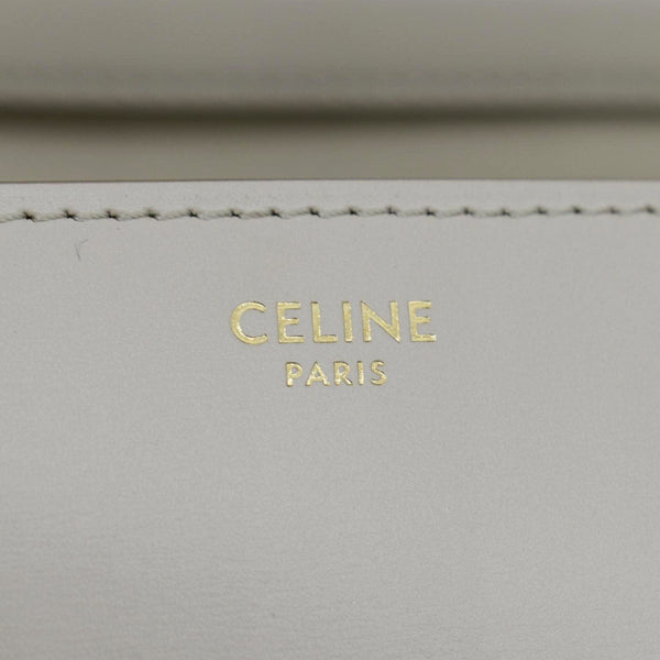 CELINE Classic Box Medium  Leather Flap Shoulder Bag Greige