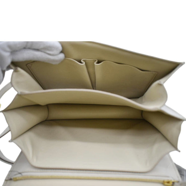 CELINE Classic Box Medium  Leather Flap Shoulder Bag Greige