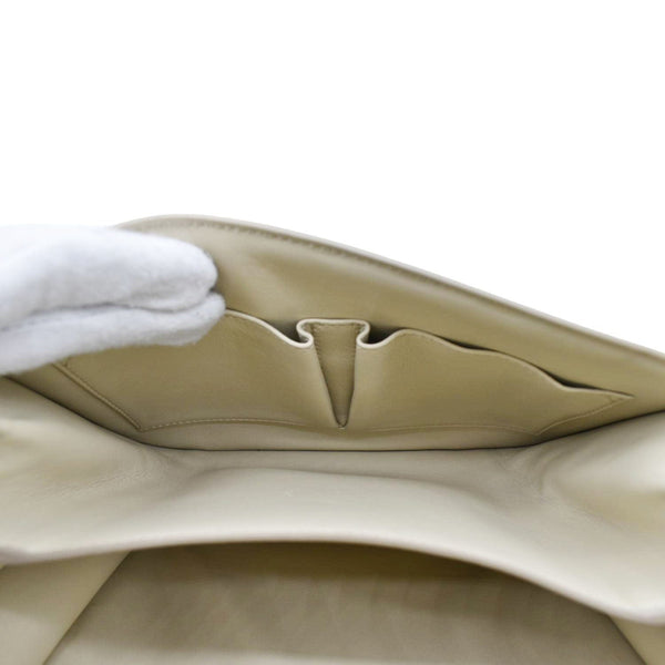 CELINE Classic Box Medium  Leather Flap Shoulder Bag Greige