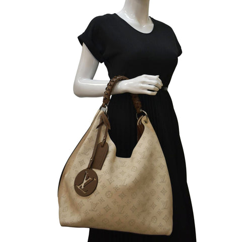 LOUIS VUITTON Carmel Mahina Leather Hobo Bag Creme