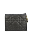 CHRISTIAN DIOR Lady Dior Gardenia Mini Cannage Lambskin Compact Wallet Black