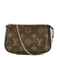 LOUIS VUITTON  Mini Pochette Monogram Canvas Accessoires Pouch Brown