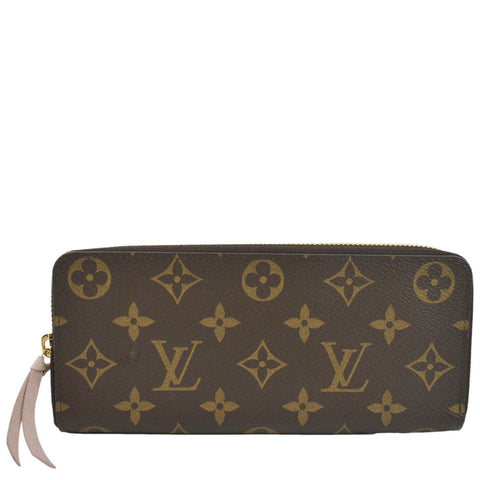 LOUIS VUITTON Clemence Monogram Canvas Zippy Wallet Brown