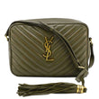 YVES SAINT LAURENT Lou Chevron Leather Camera Crossbody Bag Olive