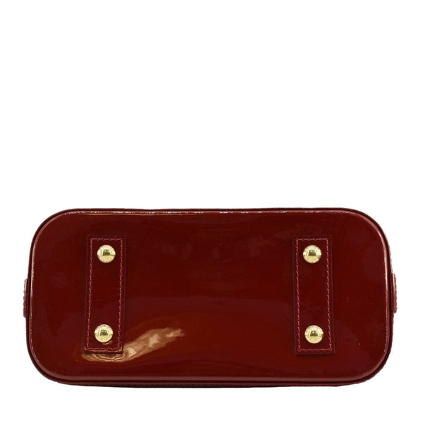 LOUIS VUITTON Alma BB Monogram Vernis Leather Satchel Bag Red