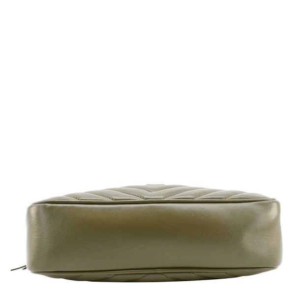 YVES SAINT LAURENT Lou Chevron Leather Camera Crossbody Bag Olive