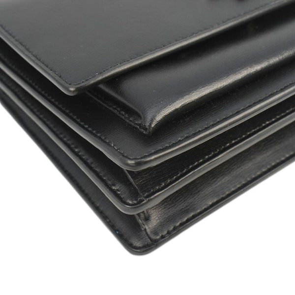 YVES SAINT LAURENT Sunset Medium Leather Shoulder Bag Black