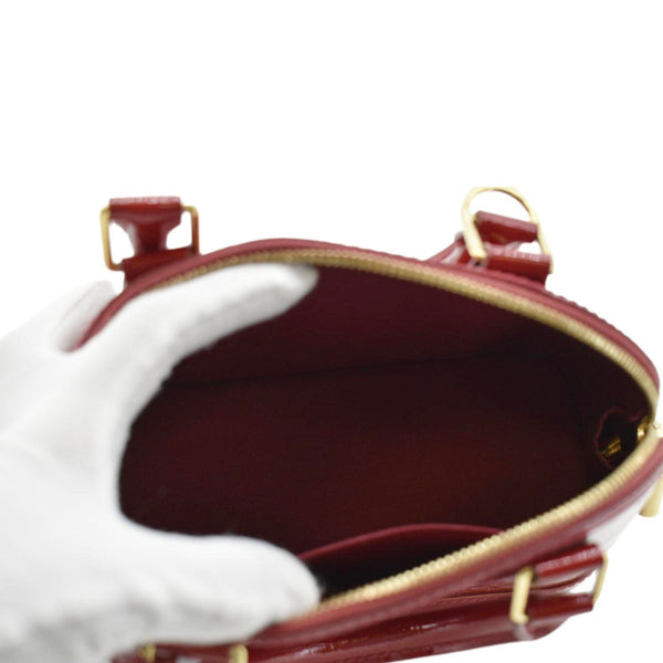 LOUIS VUITTON Alma BB Monogram Vernis Leather Satchel Bag Red