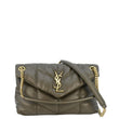 YVES SAINT LAURENT Loulou Puffer Small Quilted Lambskin Leather Chain Crossbody Bag Olive